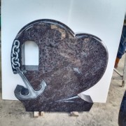 Heart Shape Bahama Blue Granite Headstone